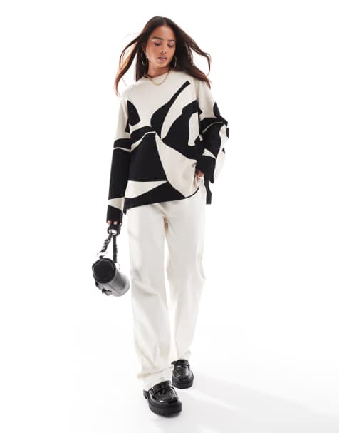 Object abstract pattern jumper in mono print - view 1