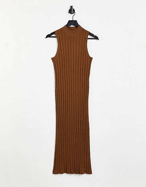 Object Amira sleeveless  knitted dress in brown
