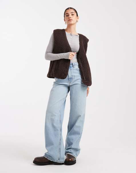 Object – Ärmellose Jacke aus Teddy-Fleece in Schokobraun - view 1