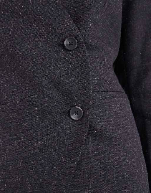Object asymmetric detail tailored blazer co-ord in dark grey melange, 4 of 4