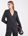 [Object] Object asymmetric detail tailored blazer in dark grey melange (part of a set) 40 Dark Grey Melange