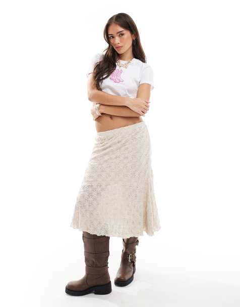 Object asymmetric handkerchief hem skirt in cream - view 1