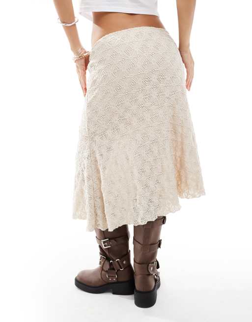 Object asymmetric handkerchief hem skirt in cream, 2 of 5