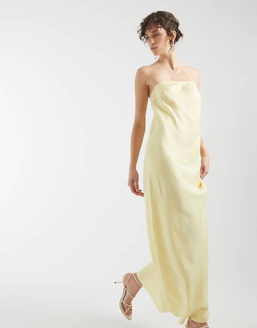 yellow satin maxi dress Lace self-portrait-US Great for any cup size Maxi Dress Yellow Off The