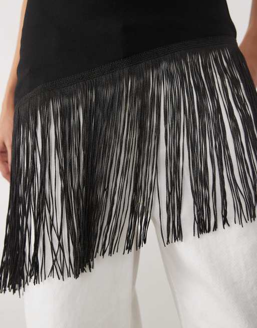 Object bandeau top with fringe detail in black, 3 of 4