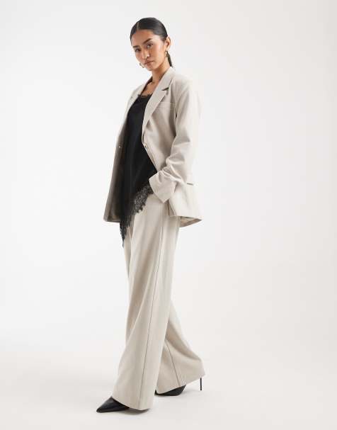 Object wide leg tailored trouser co-ord in humus