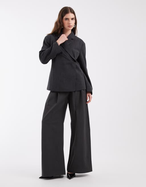 Object blazer met asymmetrische details in donkergrijs gemêleerd, 2 van 4