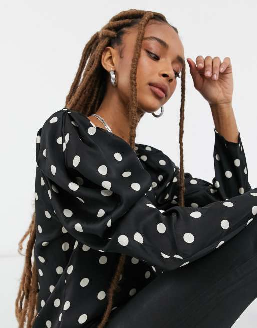 Object - Blouse met pofmouwen in stippenprint, 3 van 4