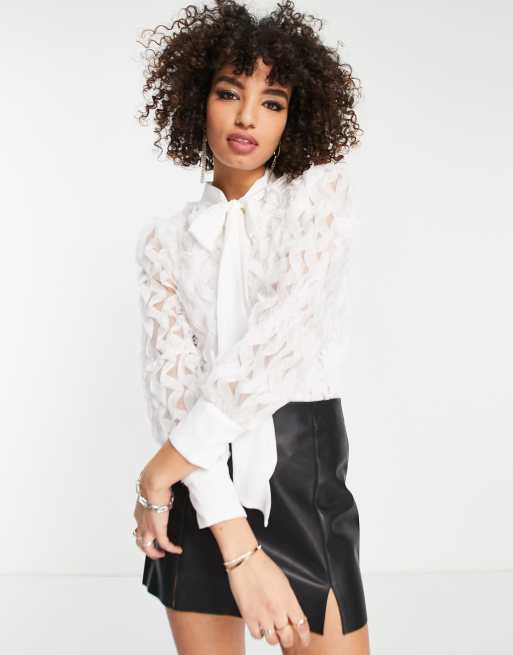 Object - Blusa in chiffon testurizzato bianco