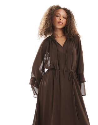 Object Boho Ruffle Maxi Dress With Tiered Sleeves