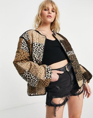 Object bomber jacket in mixed animal print