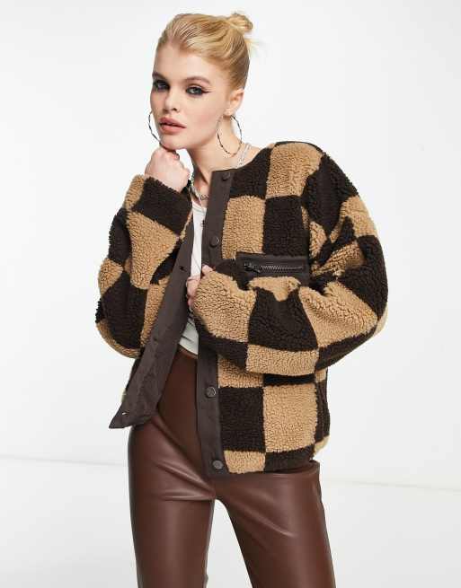 Object borg checkerboard jacket in brown