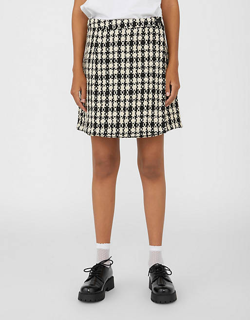 Object boucle co-ord mini skirt in black and cream check | ASOS