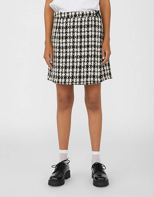 Object boucle mini skirt in black and cream check (part of a set)