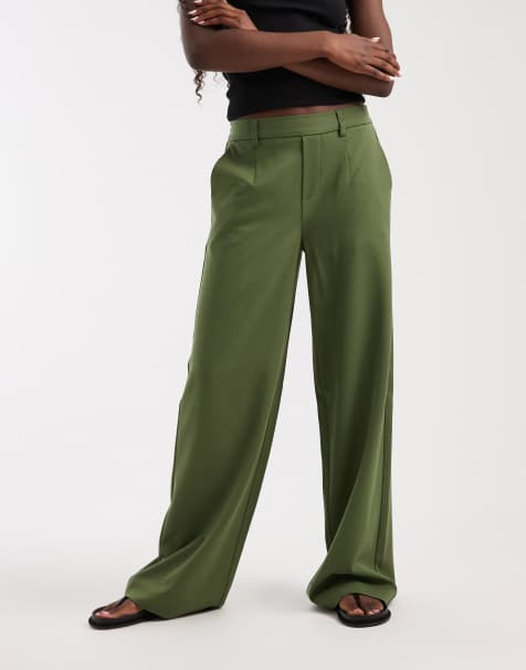 Object broek met wijde pijpen en bronzen groene kleur - view 1