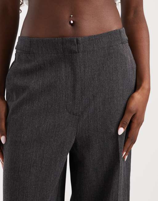 Object broek met wijde pijpen, verstelbare knoopsluiting in de taille, getailleerd, zwart gemêleerd, 5 van 5