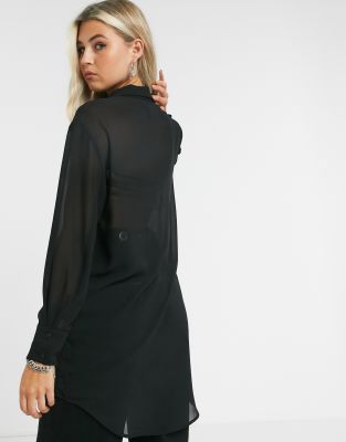 black sheer tunic top