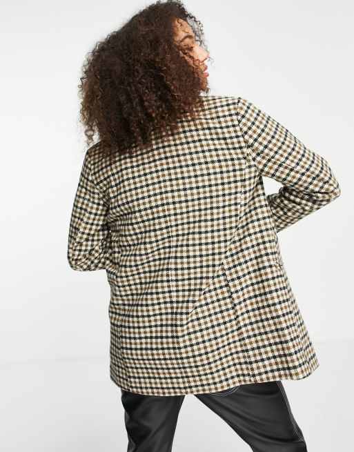 Object – Brunrutig dubbelknäppt kavaj - BROWN, 4 av 4