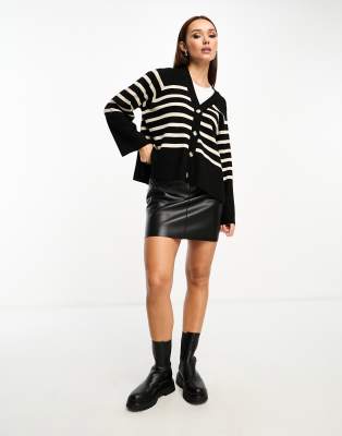 Object Button Through Knit Cardigan In Black