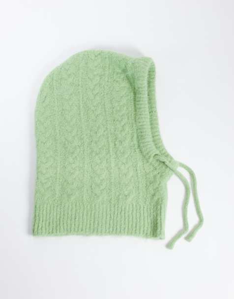 Object cable knit balaclava in pastel green - view 1