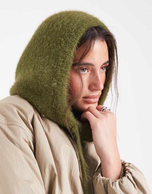 Object cagoule en maille duveteuse vert olive, 2 de 3