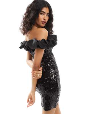 Object Cami Strap Ruffle Detail Mini Dress In Black