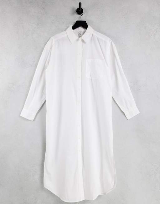 Object - Camicia bianca oversize a maniche lunghe in cotone - WHITE