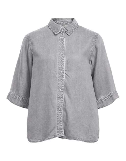 Object - Camicia di jeans grigio chiaro, 5 di 5