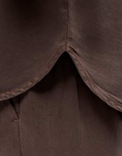 Object - Camicia di jeans marrone foca, 4 di 5