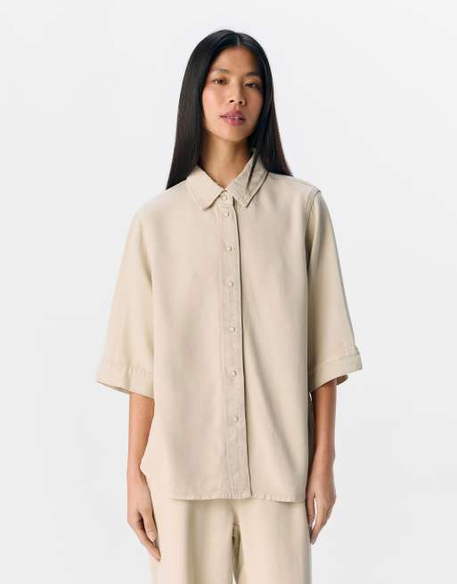 Object - Camicia in denim color sabbia