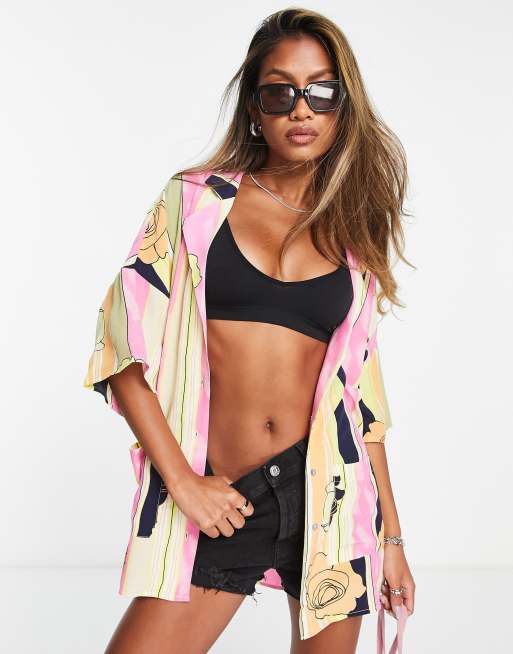 Object - Camicia oversize a righe e a fiori