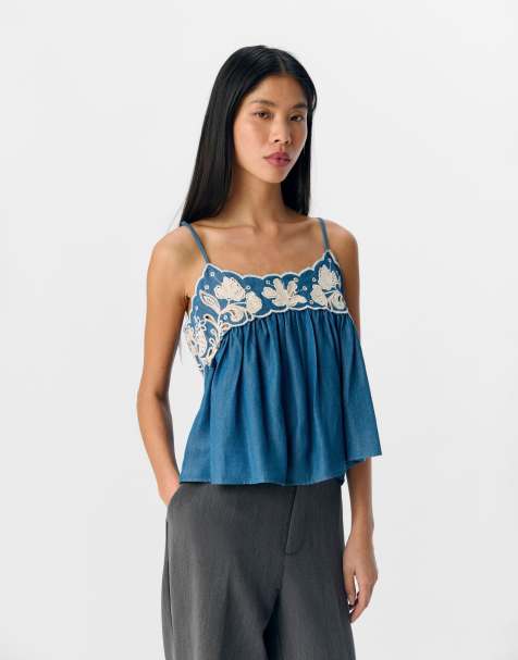 Object – Camisole aus mittelblauem Denim - view 1