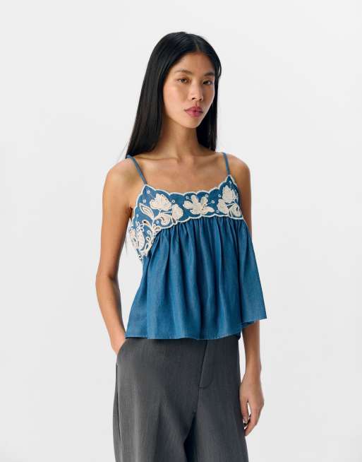 Object - Canottiera in denim blu medio
