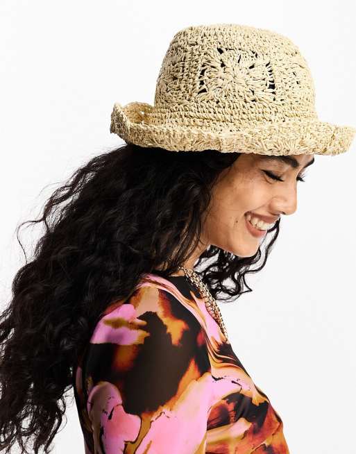 Object - Cappello da pescatore morbido beige all'uncinetto