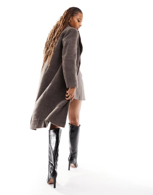 Object - Cappotto formale monopetto lungo marrone mélange, 4 di 4