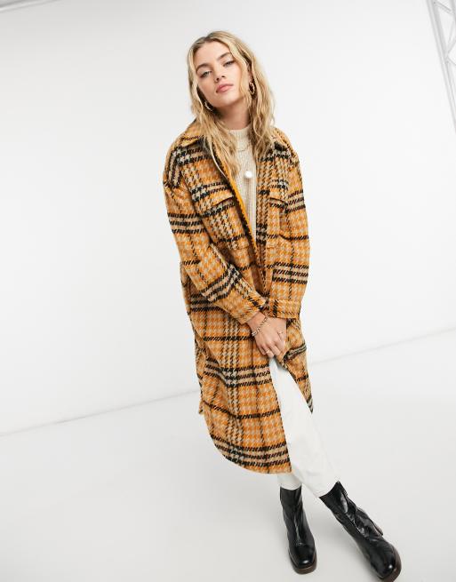 Object Cappotto Taglio Lungo A Quadri Asos