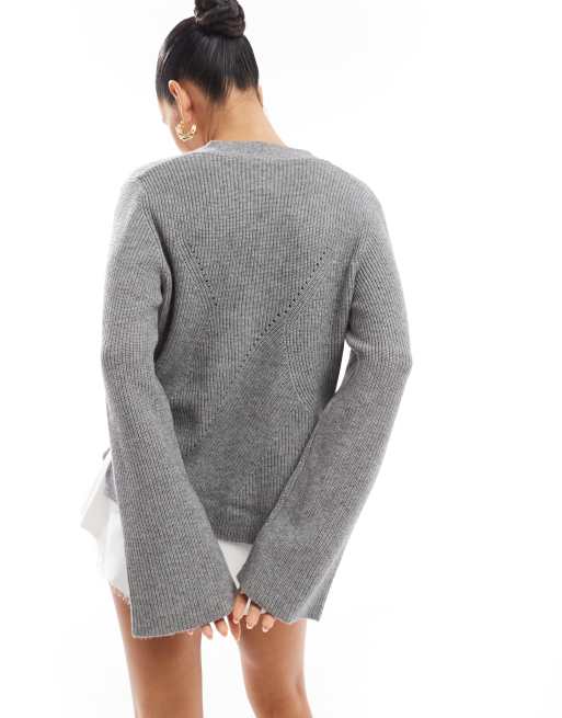 Object - Cardigan grigio in maglia con bottoni, 3 di 4