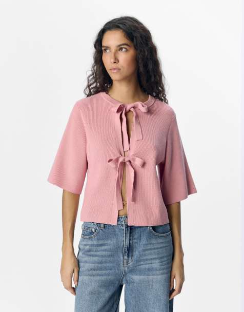 Object - Cardigan in maglia rosa eleganza - view 1