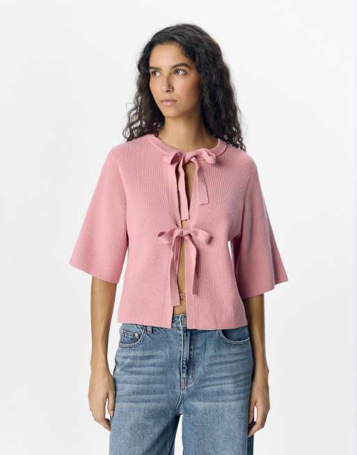 Object - Cardigan in maglia rosa eleganza