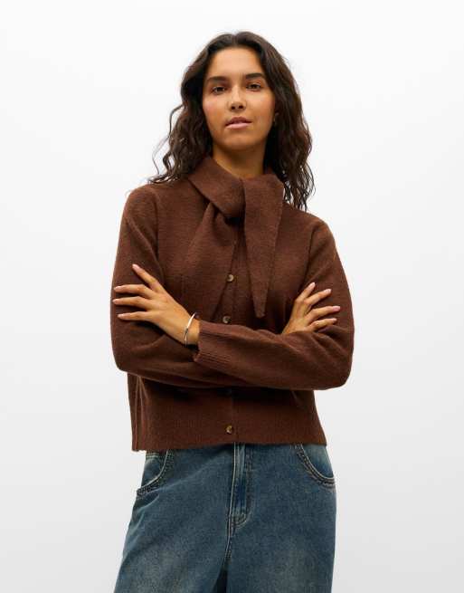 Object Cardigan in marrone cioccolato, 4 di 5