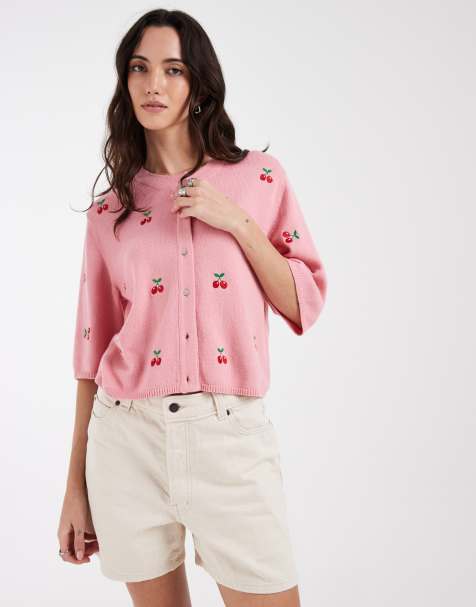 Object - Cardigan rosa con stampa di ciliegie - view 1
