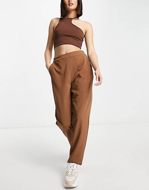 Object Cecilie high waist tapered trouser in brown