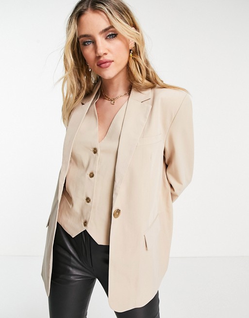 Object co-ord blazer with pocket detail in beige