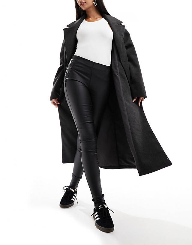 Object - coated leggings in black