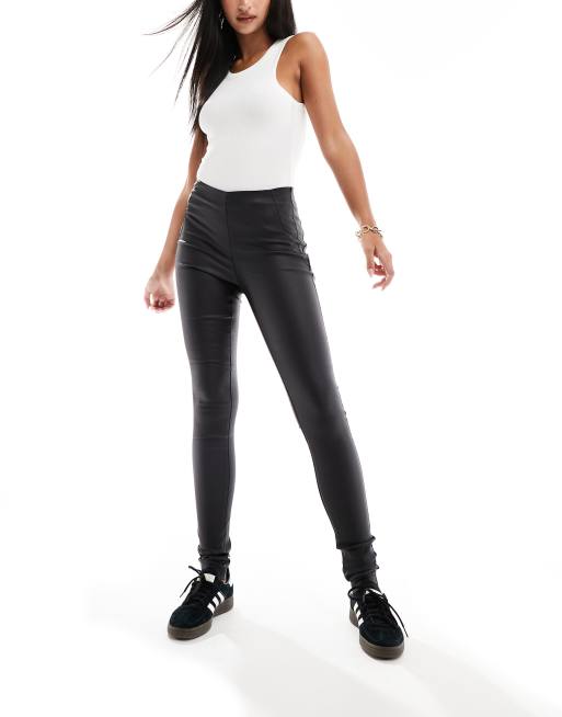 Object coated leggings in black