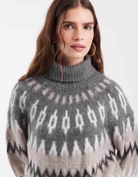 Object coltrui met Fair Isle-motief in grijs multikleur - view 1