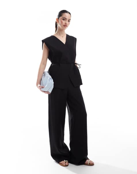 Object - Completo sartoriale nero con gilet avvolgente e pantaloni a vita alta - view 1