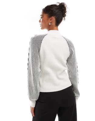 Object Contrast Rib Knit Sweater In White