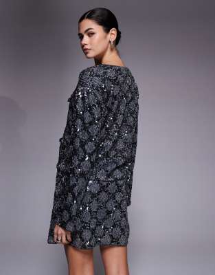 Object Contrast Sequin Mini Skirt Co-ord In Brown