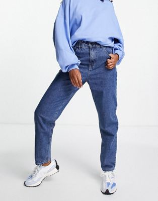 Object cotton high waist straight leg jeans - MBLUE